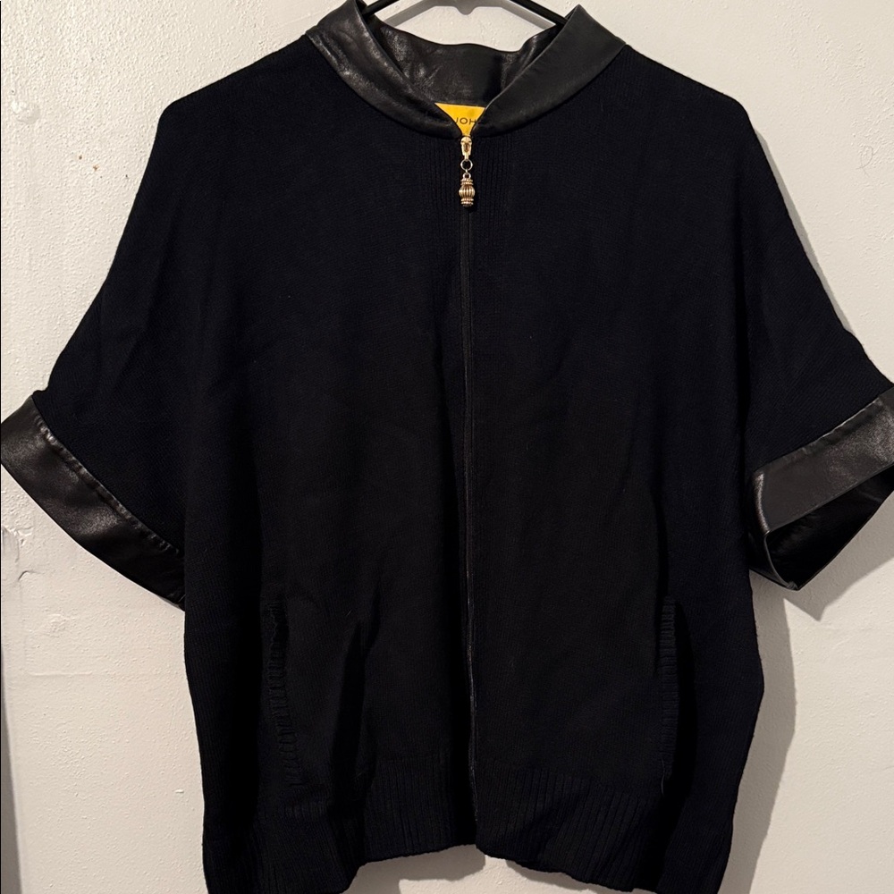 St. John Black Garment with Leather Accents